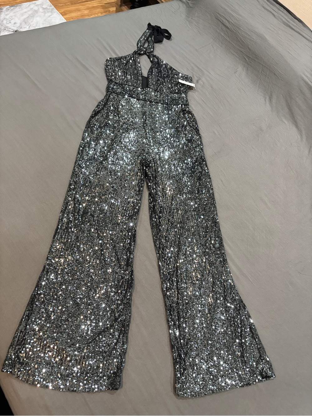 Anthropologie Women’s Sequin Halter Wide-Leg Jumpsuit - Picture 2 of 7